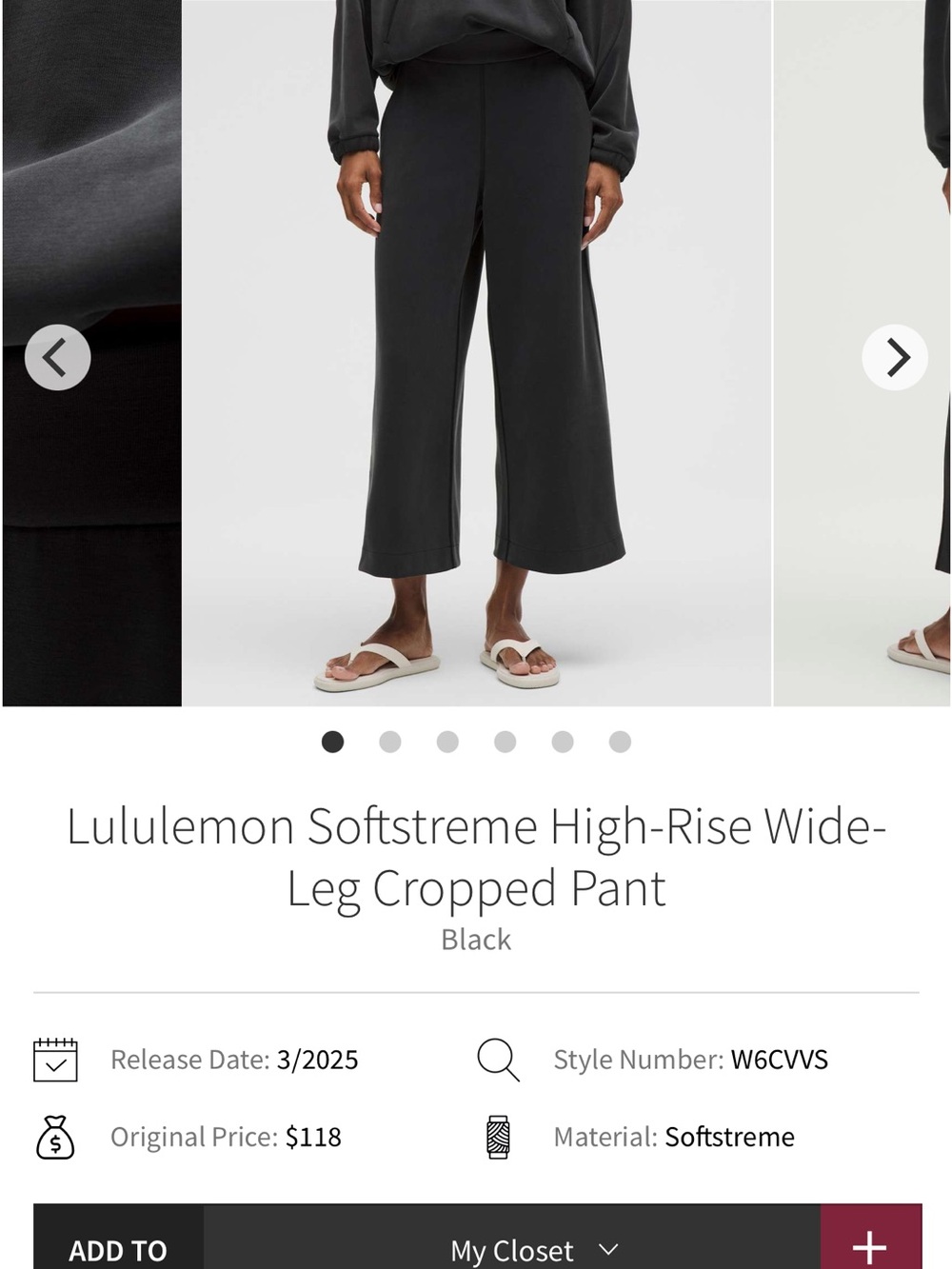 lululemon athletica Wide-Leg Cropped Pant - Black